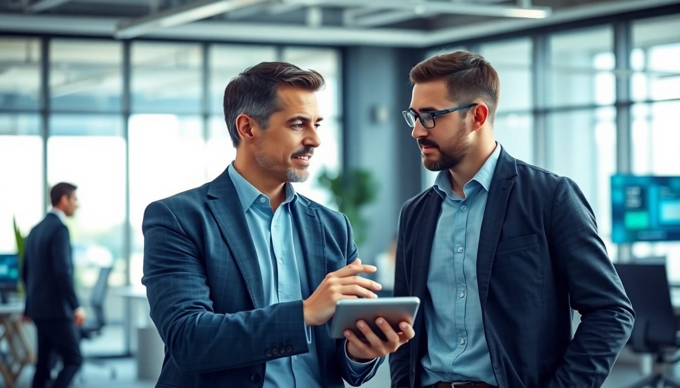 Headhunter IT berät erfolgreich Tech-Kandidaten in einem modernen Büro.