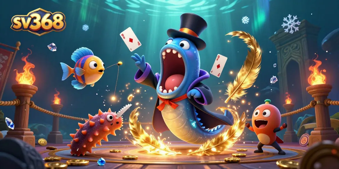 Engage in thrilling casino action with sv368, featuring magical underwater characters performing tricks.