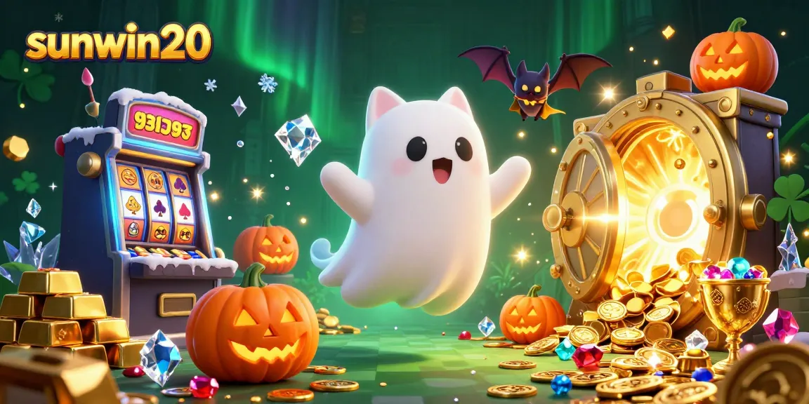 Win big at Sunwin20 with a ghost cat and golden treasures lighting up the haunted casino.