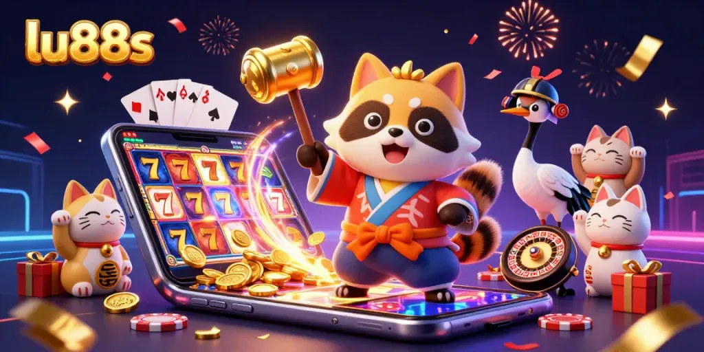 Experience exciting moments with lu88s as tanuki fortune brings luck in this vibrant casino scene.