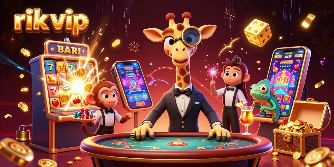 Experience the excitement of rik vip with a vibrant 3D casino scene full of fun characters and dynamic symbols.