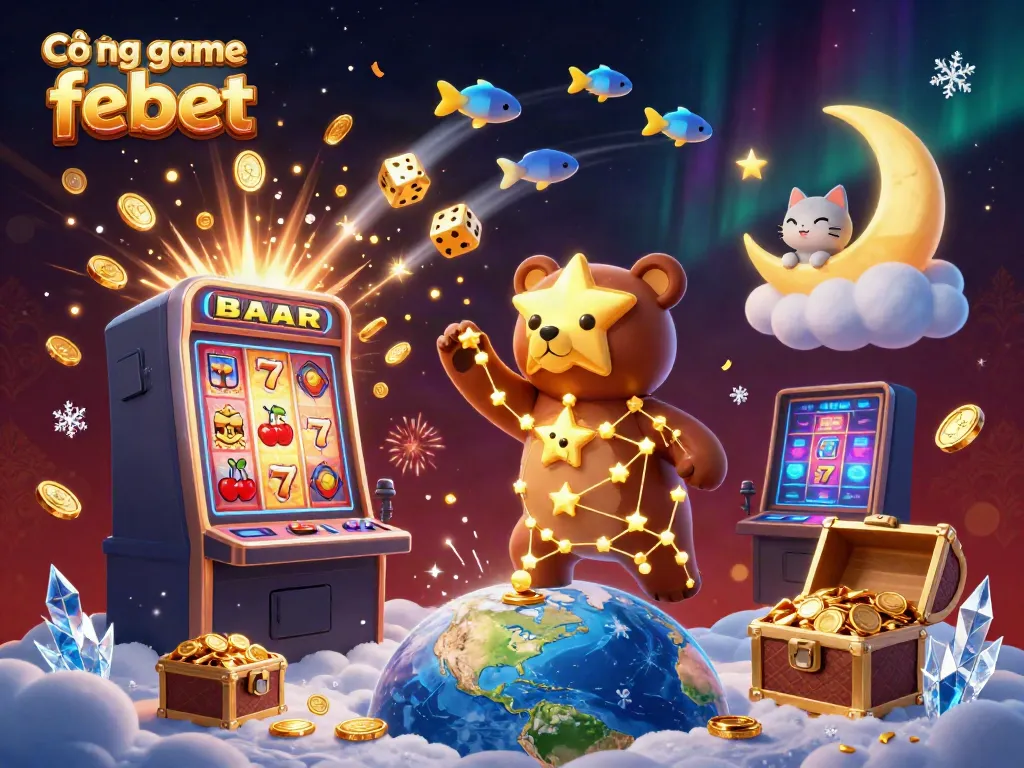 Play thrilling games at Cổng game febet, showcasing unique casino characters amid dazzling gameplay.
