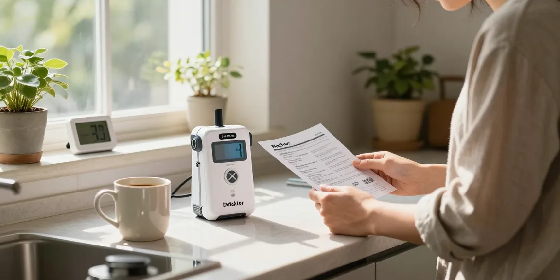 Methan-Detektor im Einsatz in einem modernen Zuhause, Sicherheit prüfen und bereit für Gasüberwachung.