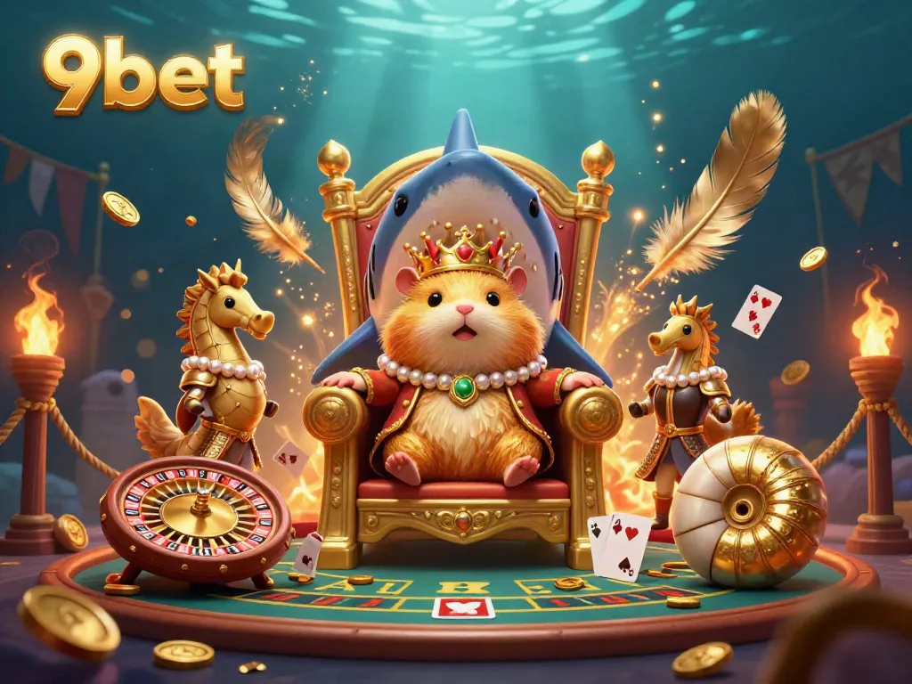Engage with 9bet's dynamic live casino experience featuring a thrilling hamster king on a shark tooth throne.