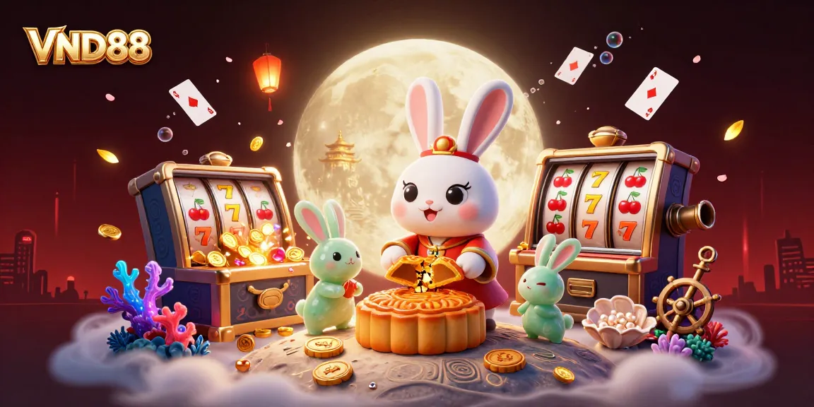 Engage with VND88's vibrant casino world featuring a moon rabbit and golden jackpots.