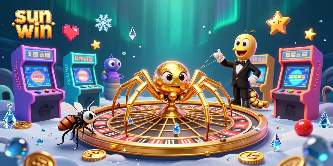 Experience sun win excitement with vibrant animated characters in a dynamic casino scene.