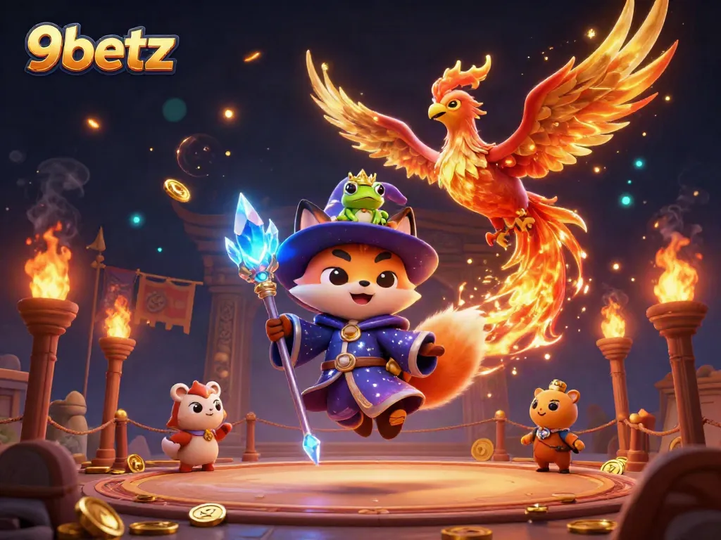 Experience thrilling betting adventures at 9betz with a magic-themed casino illustration featuring fantasy characters.