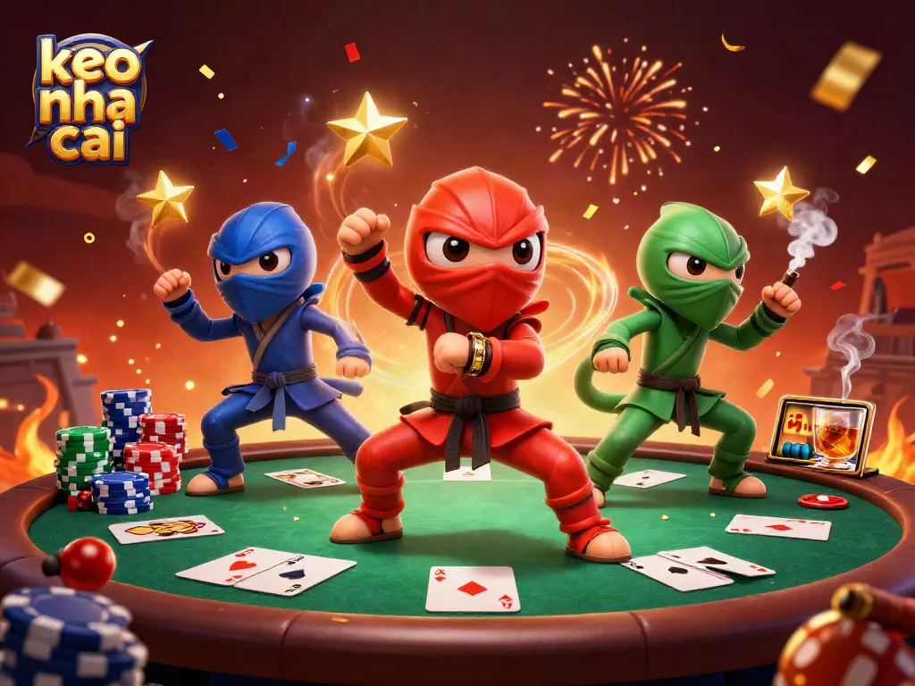 Experience the thrilling action of keo nha cai with vibrant chameleon ninjas and vibrant casino elements.