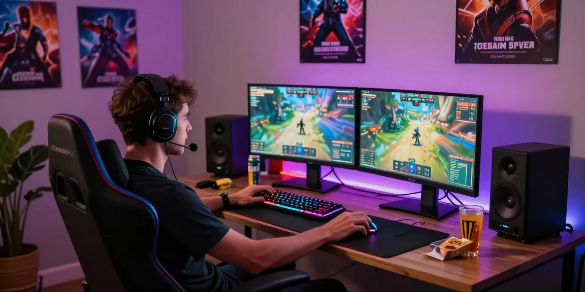 Gamer engaging in FAFA828 gameplay with vibrant monitors and immersive atmosphere