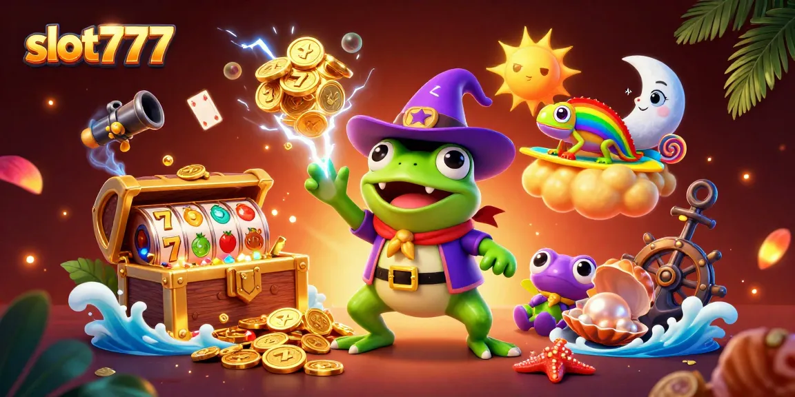 Experience thrilling slot777 action with colorful characters and dynamic casino elements in this vibrant scene.