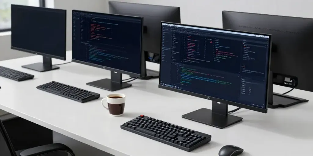 Gadget-Nachrichten über neueste Technologien in einem modernen Entwickler-Arbeitsbereich.
