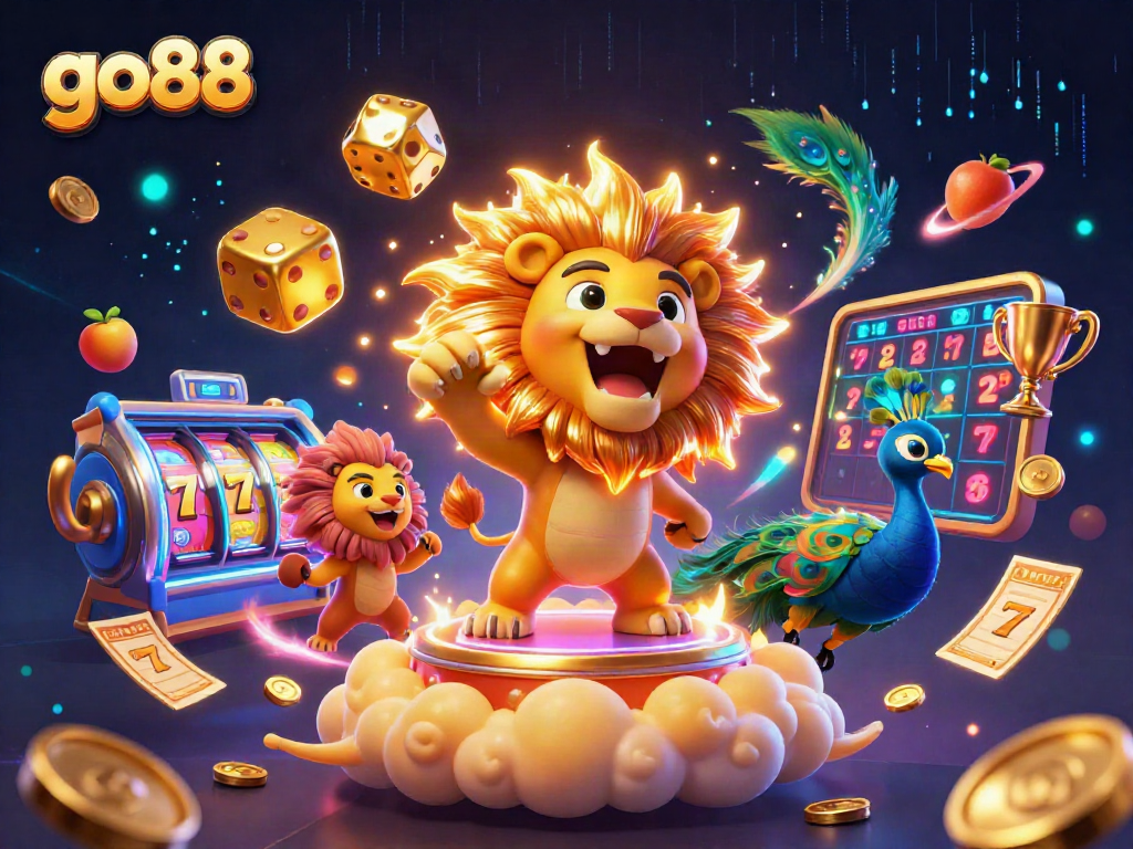 Engage in thrilling gameplay with go88's vibrant casino atmosphere featuring animated characters and lively elements.
