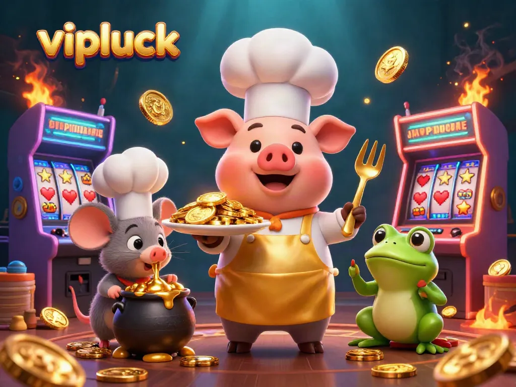 Experience exciting gameplay and winning opportunities with vipluck in this vibrant casino illustration.