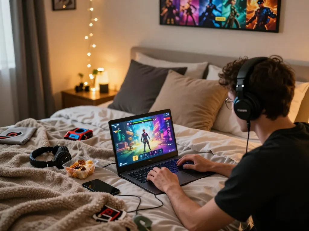 Engaging a captivating online porn game experience in a cozy bedroom setting