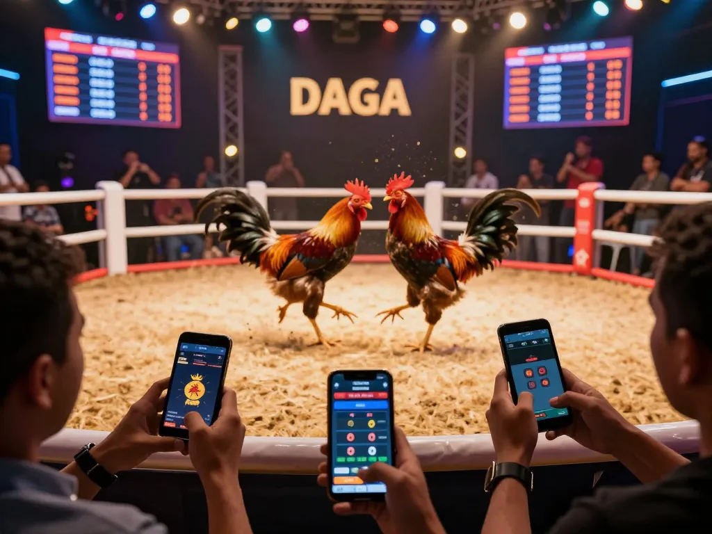 DAGA engages players in thrilling live chicken fights with dynamic betting options displayed.
