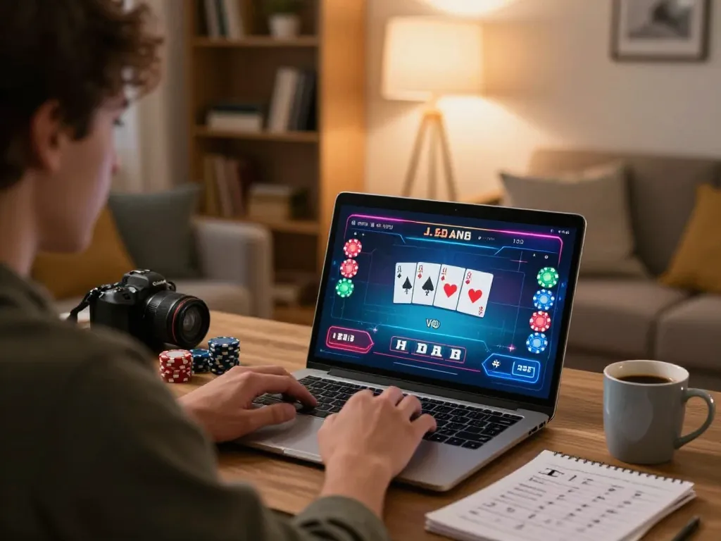 Engaged player enjoying online gaming on trang chủ lc88 platform with strategy notes nearby.