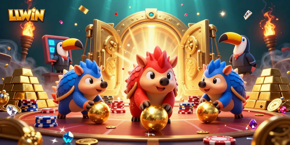 Join the exciting world of LLWIN by bowling through poker chips, while pangolins display their unique gameplay.