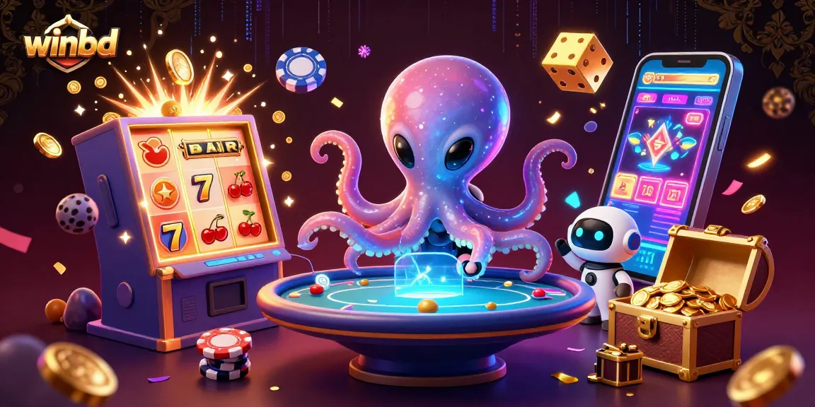 Experience dynamic gaming thrills at winbd with a vibrant alien casino scene filled with excitement.