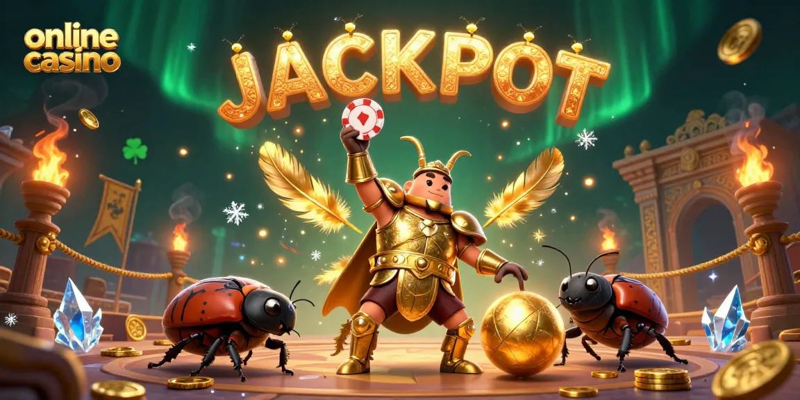 Experience the thrills of an online casino in this vibrant 3D scene featuring winning characters.