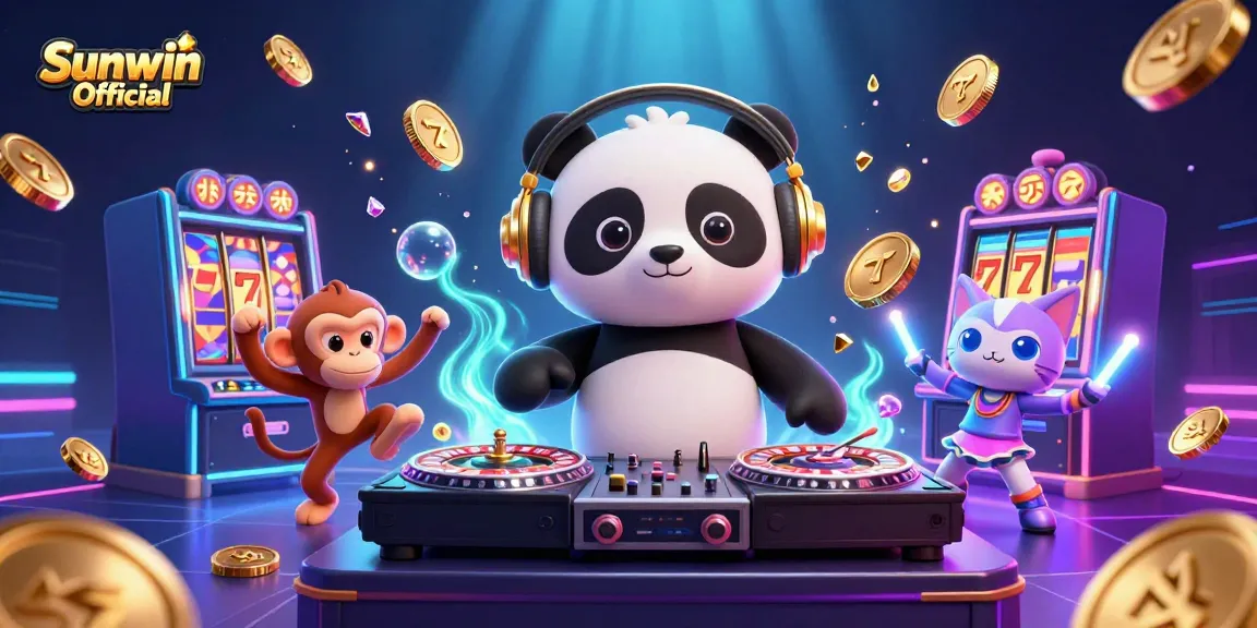 Engage with thrilling gameplay at Sunwin Official featuring a DJ panda and lively casino elements.