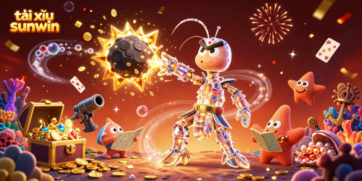 Experience the exciting gameplay at tài xỉu sunwin with a vibrant scene of winning moments surrounded by gems and treasures.